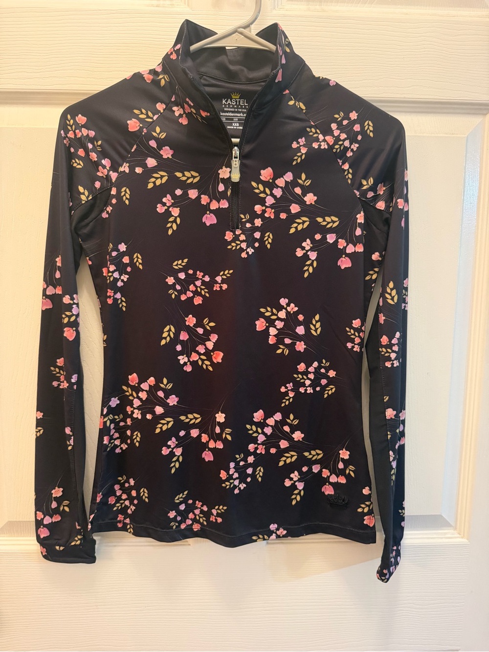 Kastel Denmark Black Floral 1/4 Zip Riding Top- women’s XXS
